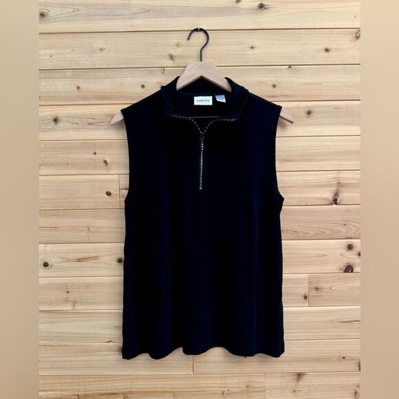 Chicos Travelers Size 3/XL Sleeveless Collared Quarter Zip Anti Wrinkle Blouse - Picture 1 of 7